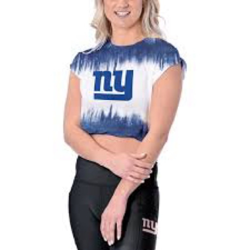 New York Giants Certo Women's Cropped Framework T-Shirt blue White medium NFL